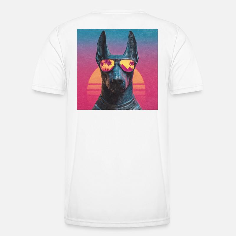 Anubis Synthwave - Gott auf Urlaub - Männer Funktions-T-Shirt - Weiß