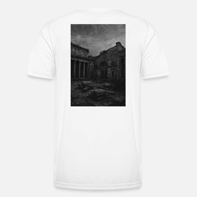 Monochrome Ruine im Verfall Männer Funktions-T-Shirt