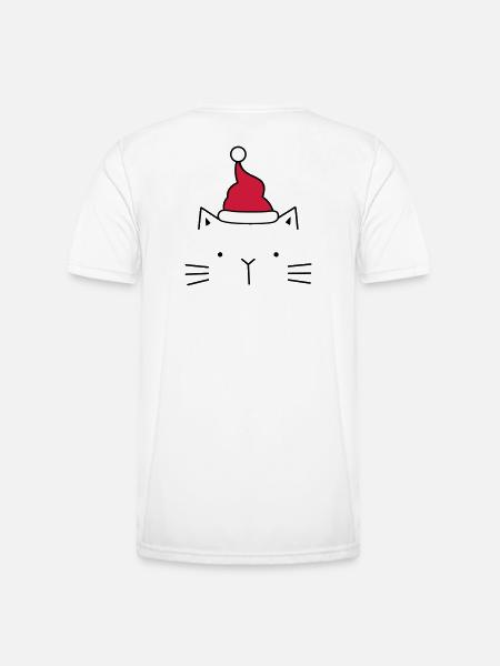 Cat Santa Claus Christmas hat Christmas - Men's Functional T-Shirt - white