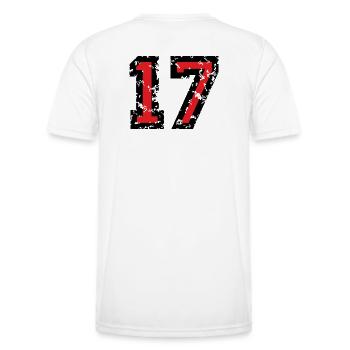 The Number Seventeen - No. 17 (two-color) red - Men's Functional T-Shirt - white - Back - AI Model Male 178 dark (178cm)