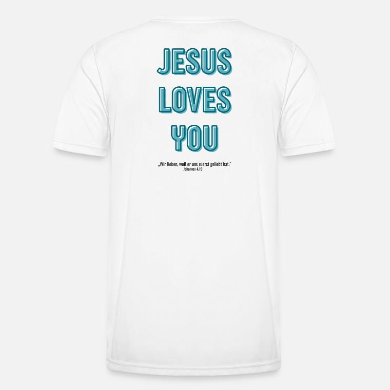 Jesus loves you in 3D script - Men's Functional T-Shirt - white