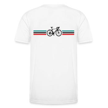 Bicyclette Road Bike Retro Design Stripes - T-shirt sport Homme - blanc - Dos - AI Model Male 178 dark (178cm)