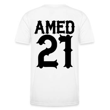 Amed - Männer Funktions-T-Shirt - Weiß - Hinten - AI Model Male 178 dark (178cm)