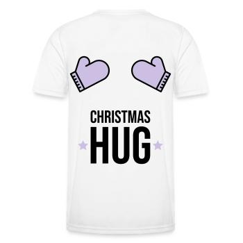 Noël Hug Gants d’hiver Cadeau - T-shirt sport Homme - blanc - Dos - AI Model Male 178 dark (178cm)