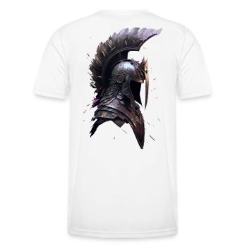 Casque de combattant - T-shirt sport Homme - blanc - Dos - AI Model Male 178 dark (178cm)