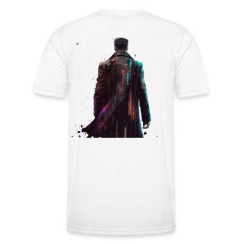 Un épéiste solitaire sur son chemin - T-shirt sport Homme - blanc - Dos - AI Model Male 178 dark (178cm)