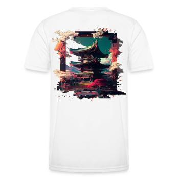 Japanese Building of Tranquility - Men's Functional T-Shirt - white - Back - AI Model Male 178 dark (178cm)