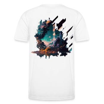 Futuristischer japanische Stadt - Männer Funktions-T-Shirt - Weiß - Hinten - AI Model Male 178 dark (178cm)