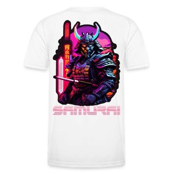 samouraï - T-shirt sport Homme - blanc - Dos - AI Model Male 178 dark (178cm)