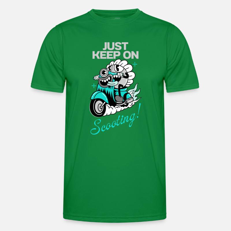 Just Keep On Scooting – Comic Scooter Fun Männer Funktions-T-Shirt