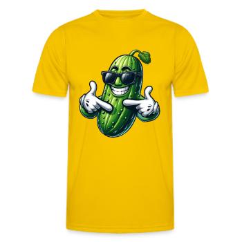 Coole Gurke mit Sonnenbrille Sommerstyle Eitelkeit - Männer Funktions-T-Shirt - Eigelb - Vorne - AI Model Male 178 dark (178cm)
