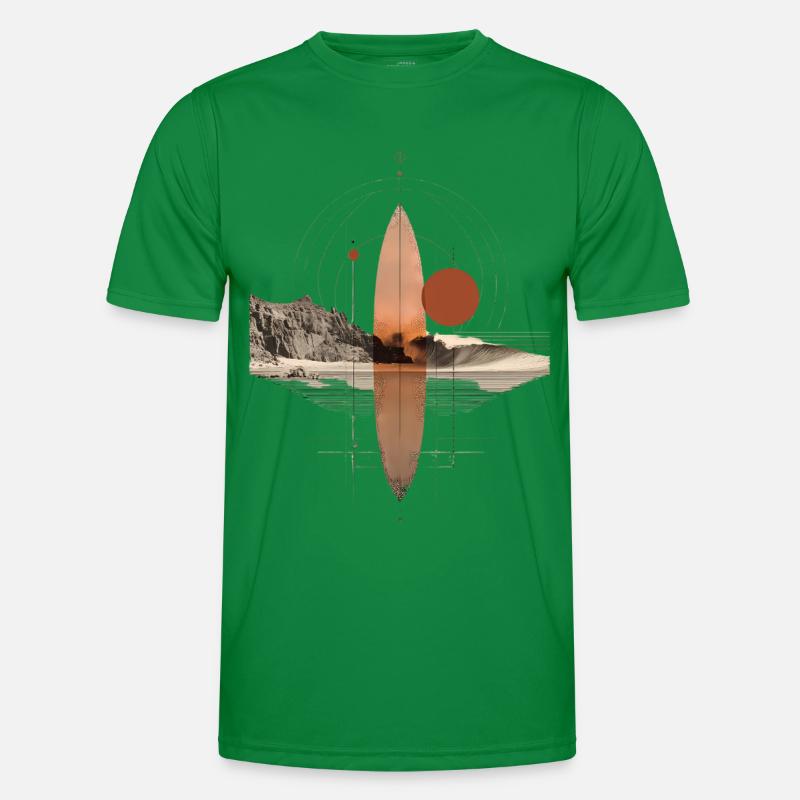 Copper Waves Orbit - Geometric Surfboard Men's Functional T-Shirt