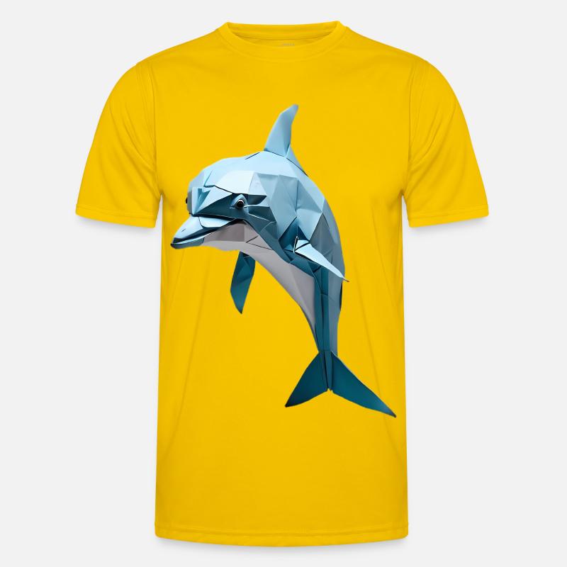 Blauer Low-Poly Delfin Männer Funktions-T-Shirt