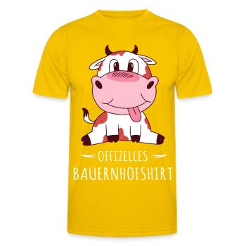 Offizielles Bauernhofshirt – Süße Kuh Design - Männer Funktions-T-Shirt - Eigelb - Vorne - AI Model Male 178 dark (178cm)