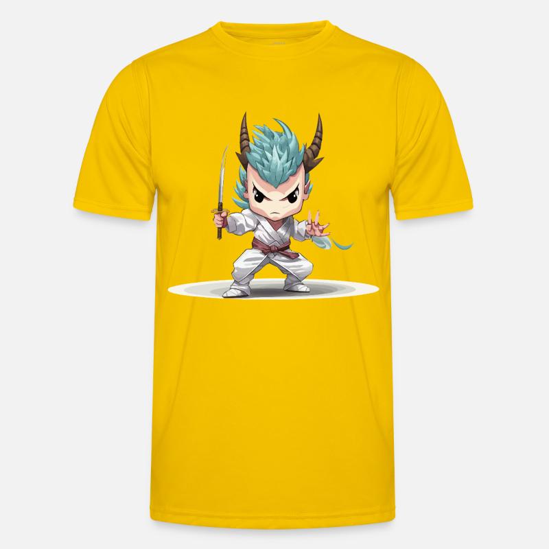 Chibi Warrior with Katana - Men's Functional T-Shirt - egg yellow