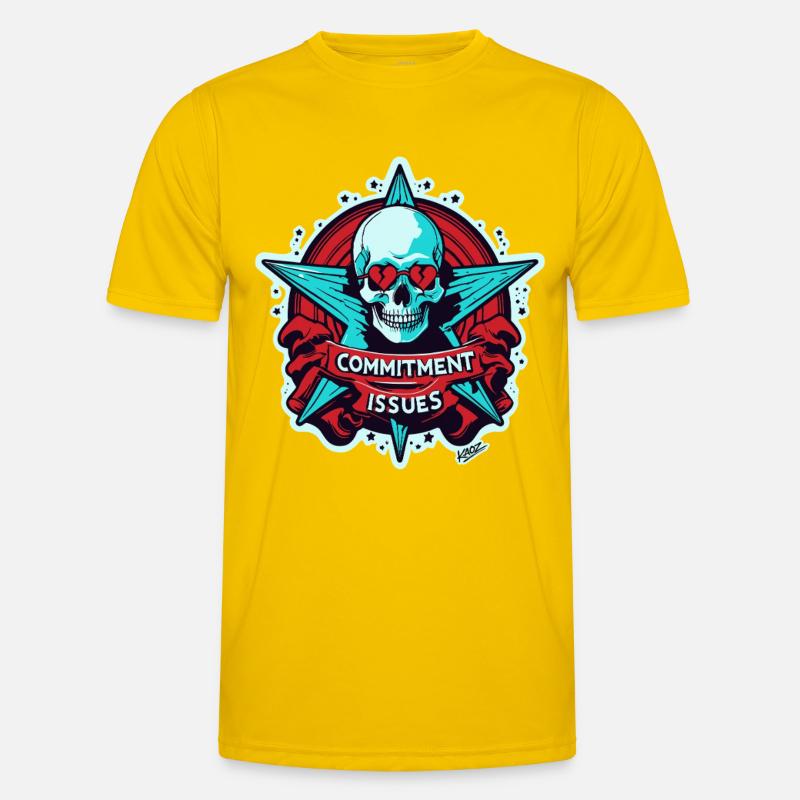 Commitment Issues Skull Badge - Men's Functional T-Shirt - egg yellow