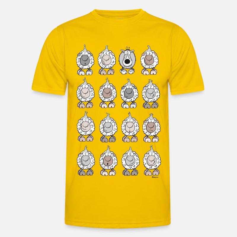 Schafherde mit Wolf Männer Funktions-T-Shirt