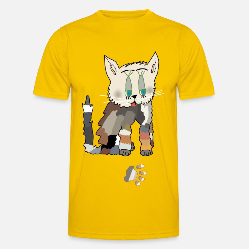 Patchwork Katze Fred Tatze Männer Funktions-T-Shirt