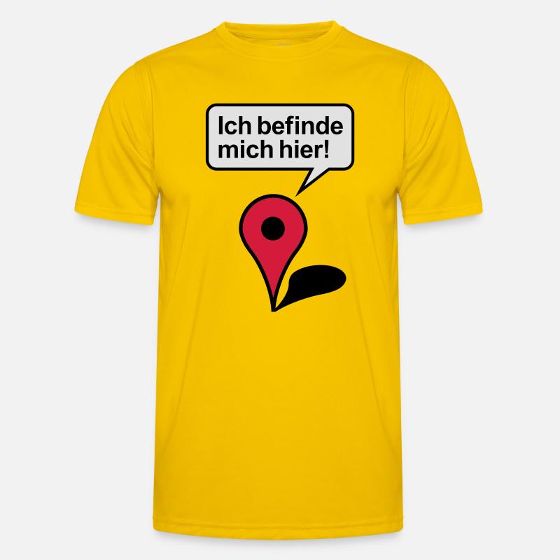 Ich befinde mich hier Google Maps - Männer Funktions-T-Shirt - Eigelb