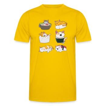 Sushi Katze Japanisch Anime Kawaii Neko - Männer Funktions-T-Shirt - Eigelb - Vorne - AI Model Male 178 dark (178cm)