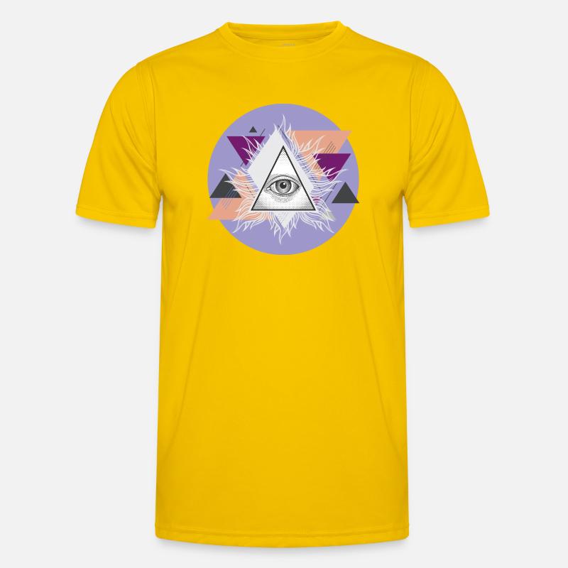 Geometric Triangular Eye with Auras - Men's Functional T-Shirt - egg yellow