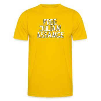 FREE JULIAN ASSANGE - Men's Functional T-Shirt - egg yellow - Front - AI Model Male 178 dark (178cm)