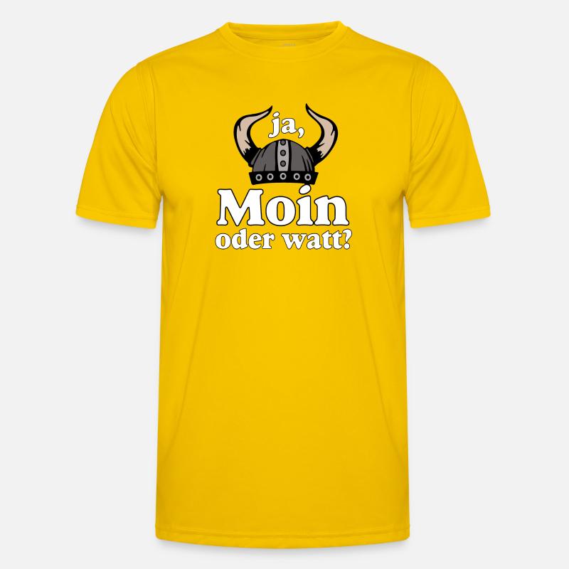 Ja Moin oder Watt? Nordisch Humor - Männer Funktions-T-Shirt - Eigelb