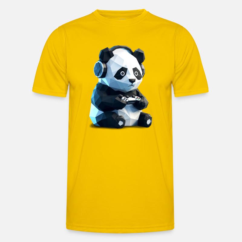Gaming Panda mit Headset & Controller Männer Funktions-T-Shirt
