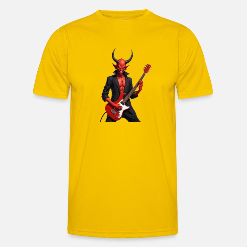 Devil with red electric guitar - Men's Functional T-Shirt - egg yellow