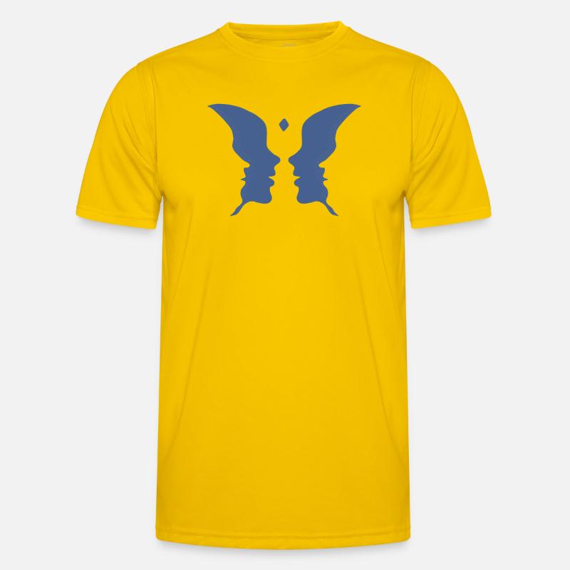 Küssende Gesichter oder ein Schmetterling - Männer Funktions-T-Shirt - Eigelb