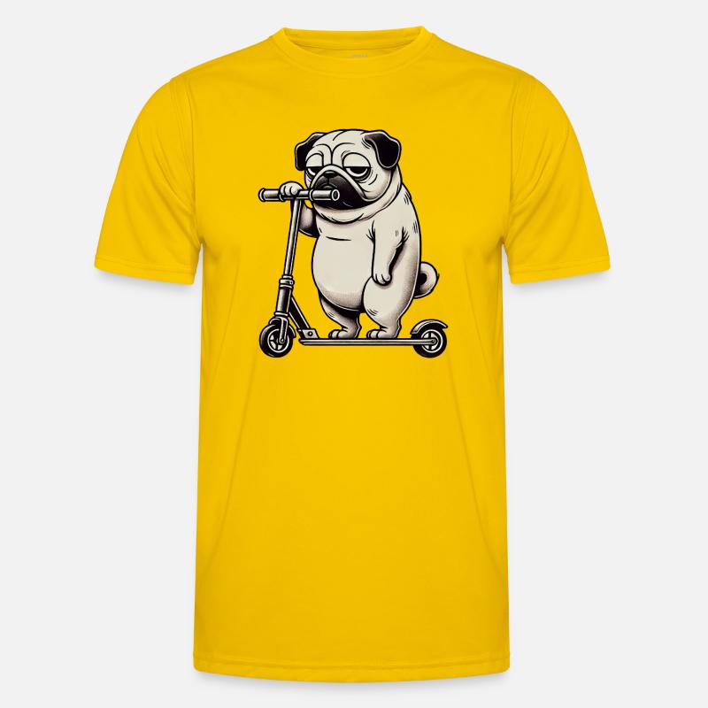 Lustiger Mops Roller Scooter Kickroller Grumpy Männer Funktions-T-Shirt
