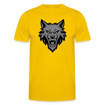 Wolf Kopf Logo - Männer Funktions-T-Shirt - Eigelb - Vorne - AI Model Male 178 dark (178cm)