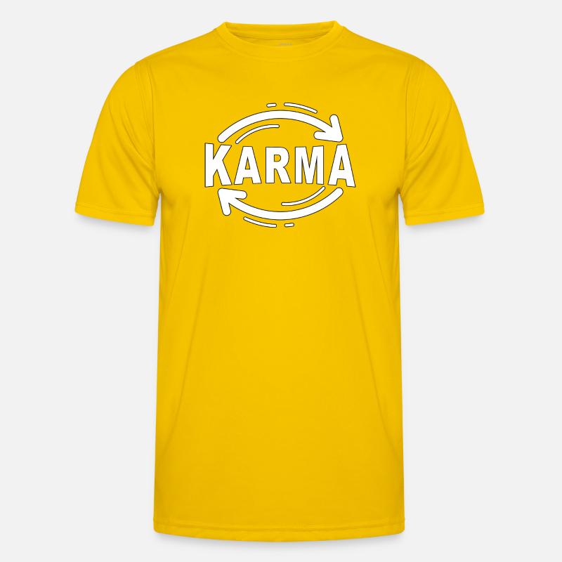 Karma - Minimalistisches Statement Design - Männer Funktions-T-Shirt - Eigelb