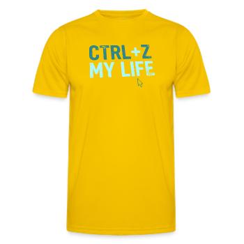 Developer Fun Hoodie, CTRL + Z My Life , Tasse - Männer Funktions-T-Shirt - Eigelb - Vorne - AI Model Male 178 dark (178cm)