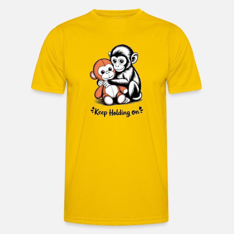 Monkey Hug Keeps Holding On Men's Functional T-Shirt