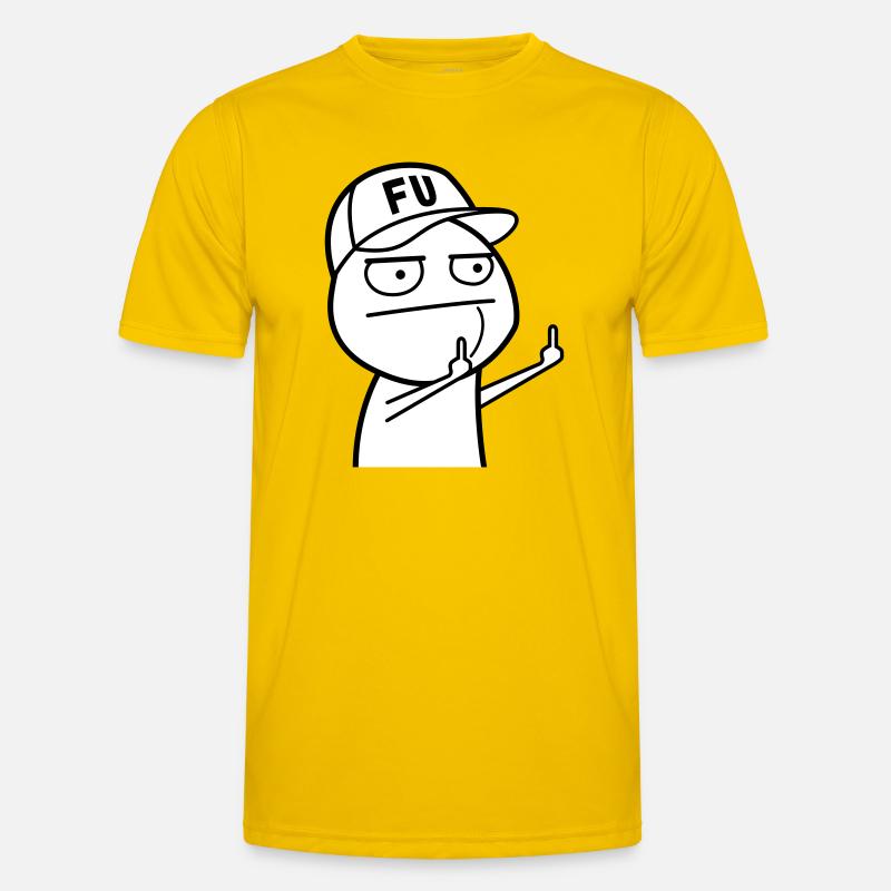 FU Meme with baseball cap (colors can be changed) - Men's Functional T-Shirt - egg yellow