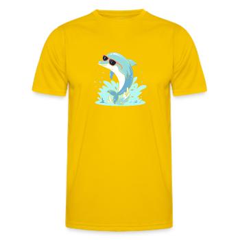 Delfin-Sommer-Pinkbrille - Männer Funktions-T-Shirt - Eigelb - Vorne - AI Model Male 178 dark (178cm)