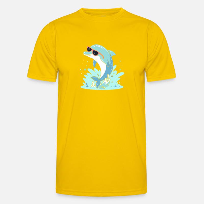Dolphin Summer Pink Glasses - Men's Functional T-Shirt - egg yellow