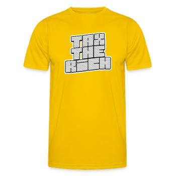 Taxer les riches - T-shirt sport Homme - jaune d'œuf - Devant - AI Model Male 178 dark (178cm)