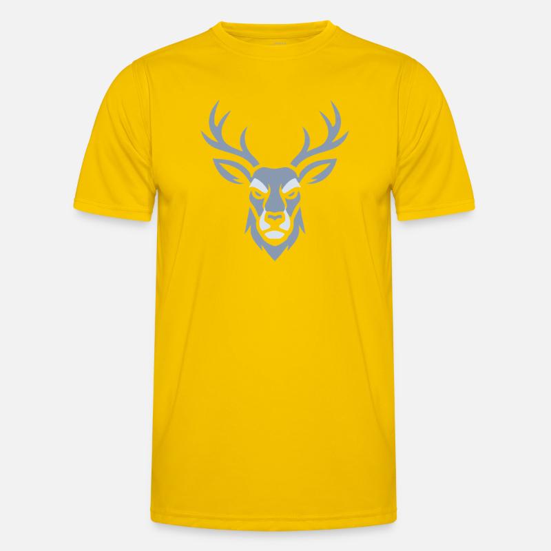 Blauer Hirschkopf  Männer Funktions-T-Shirt