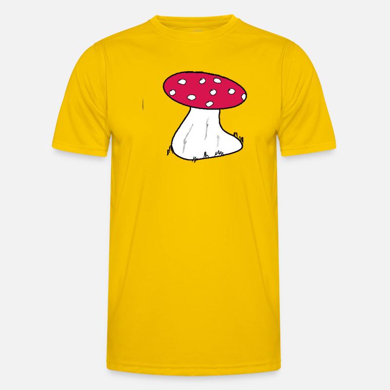 Red Toadstool Cartoon Pattern - Men's Functional T-Shirt - egg yellow