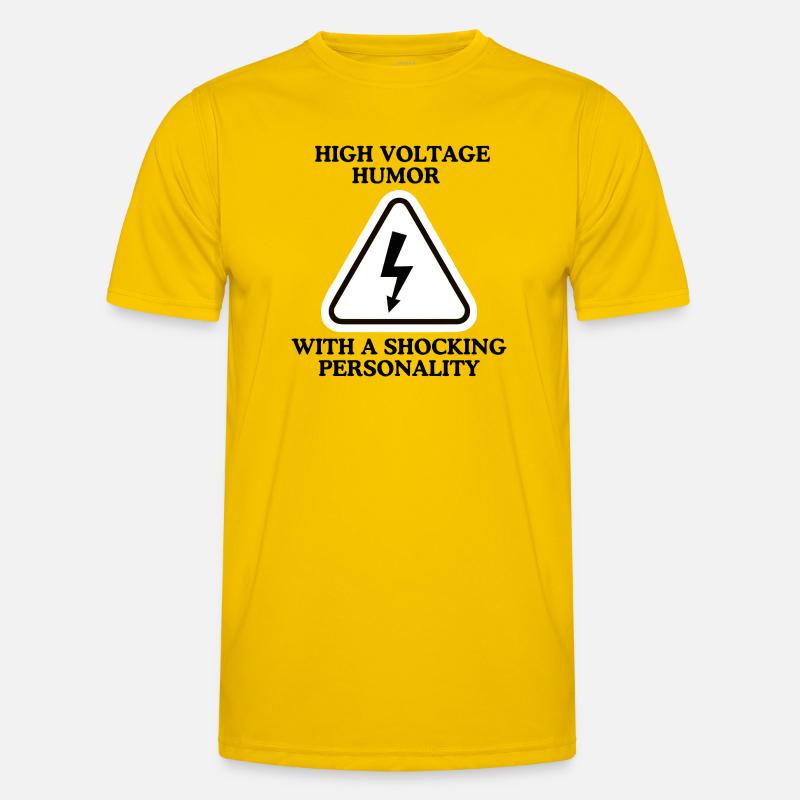Lightning Warning Triangular Sign - Men's Functional T-Shirt - egg yellow