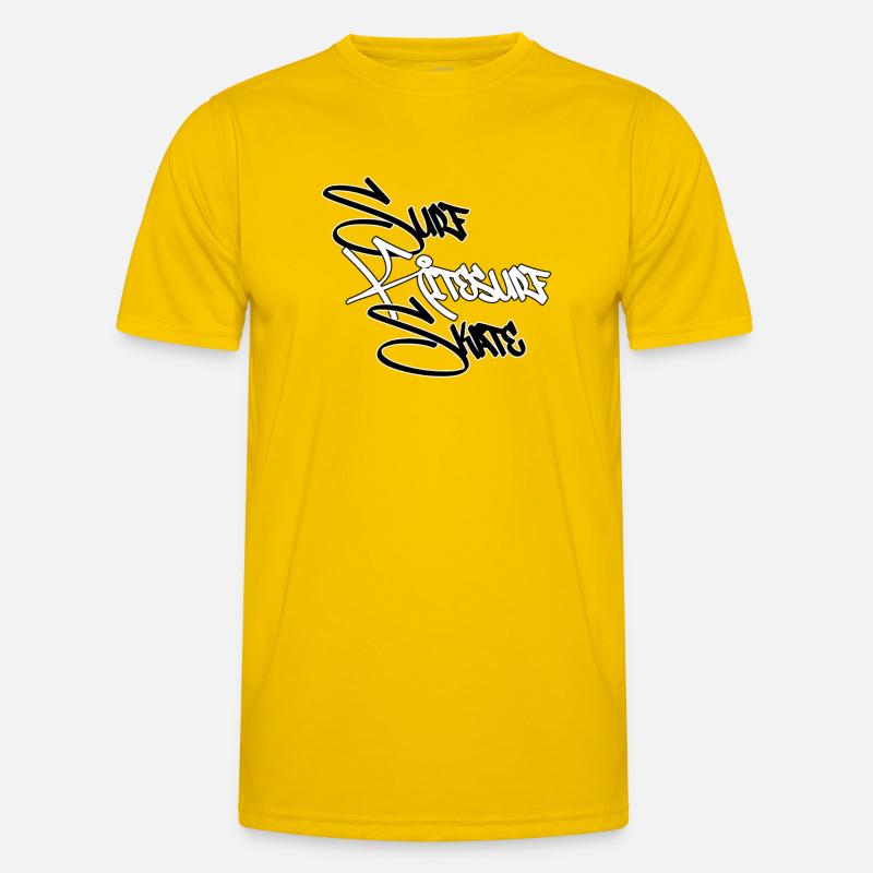 Graffiti Surf Script White - Men's Functional T-Shirt - egg yellow