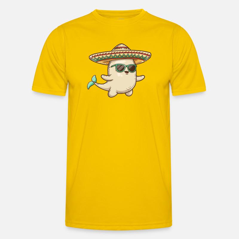 Whale Funny Sombrero - Men's Functional T-Shirt - egg yellow