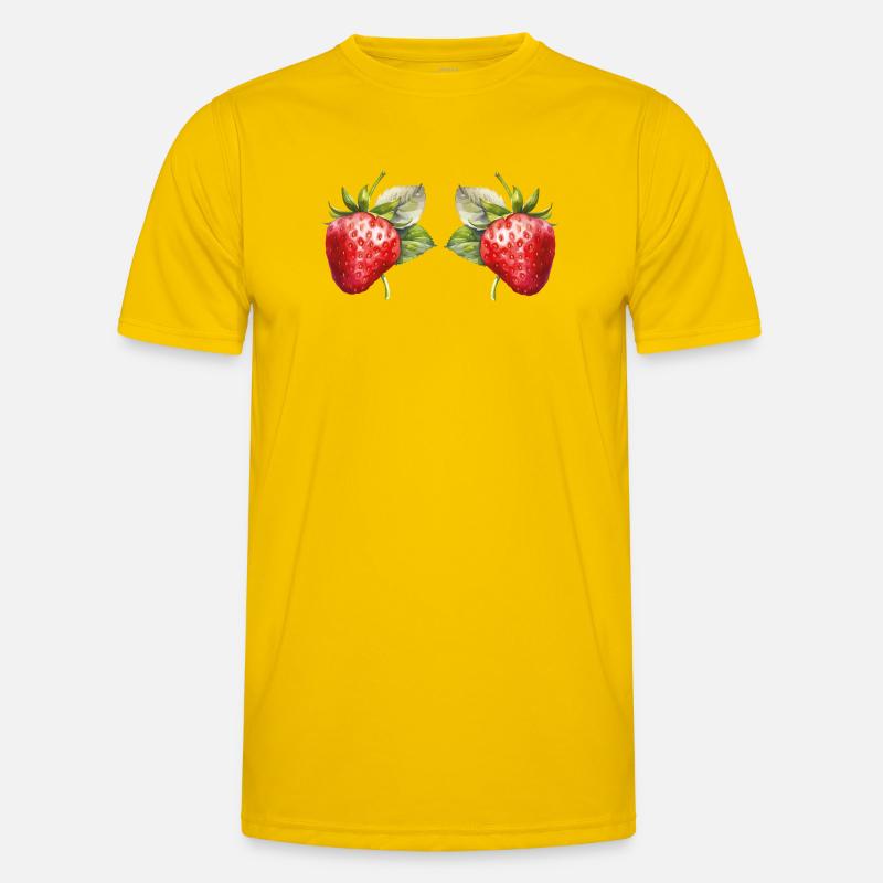 Erdbeeren Aquarell - Männer Funktions-T-Shirt - Eigelb