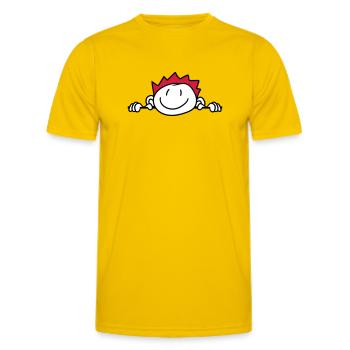 verstecken wand mauer gesicht kopf kind gemalt kri - Männer Funktions-T-Shirt - Eigelb - Vorne - AI Model Male 178 dark (178cm)