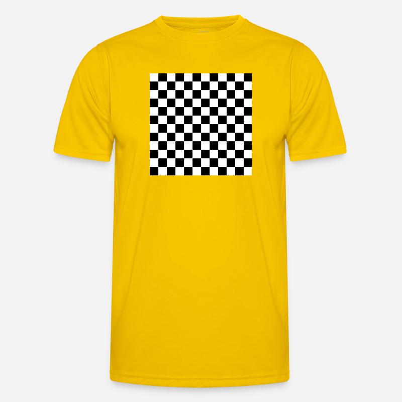 Black and White Chess Square - Men's Functional T-Shirt - egg yellow