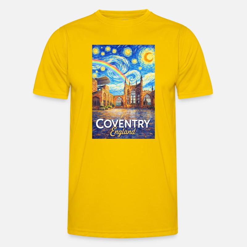 Coventry, Englands Skyline Starfall - Funktionsshirt til herrer - æggeblomme gul