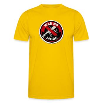 Krieg nicht mehr – Aufkleber: Frieden & Menschlichkeit - Männer Funktions-T-Shirt - Eigelb - Vorne - AI Model Male 178 dark (178cm)