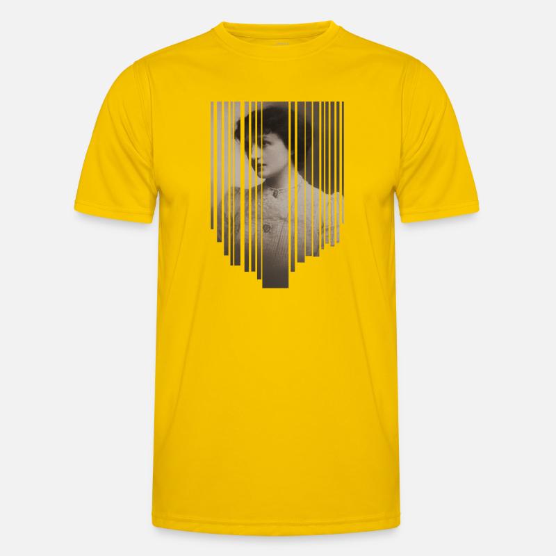 Vintage Portrait with Barcode Stripe - Men's Functional T-Shirt - egg yellow